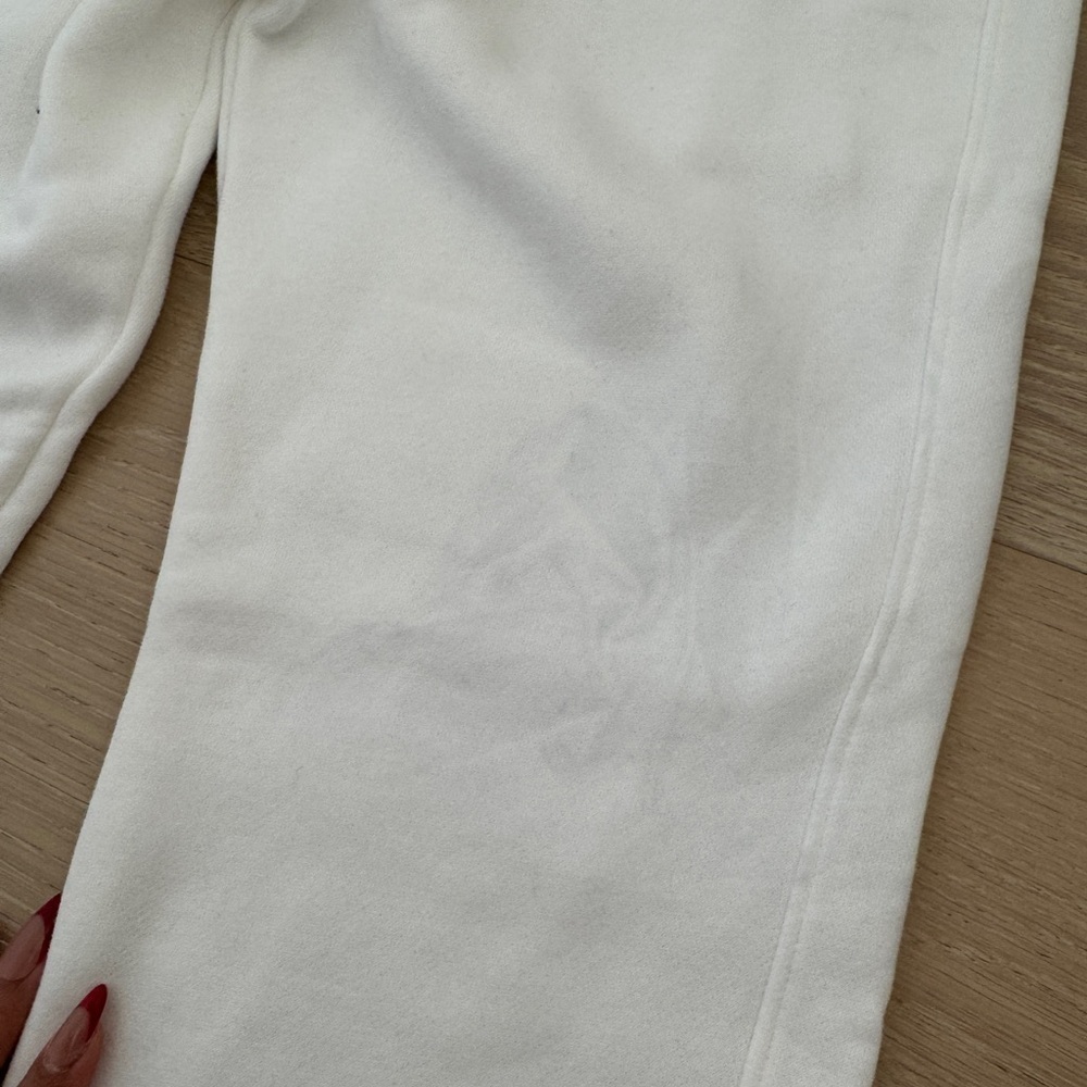 Hollister White XS Jogger Sweatpants Drawstring Fleece Stretch - Picture 3 of 4